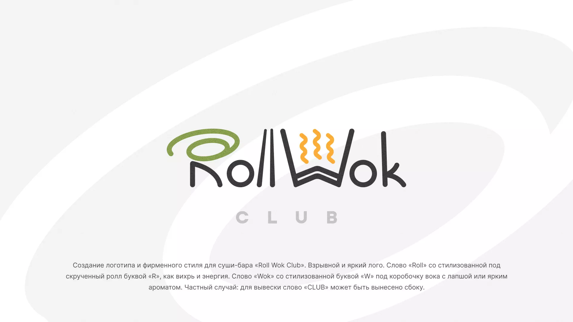 Разработка логотипа и фирменного стиля суши-бара «Roll Wok Club» в Воротынске